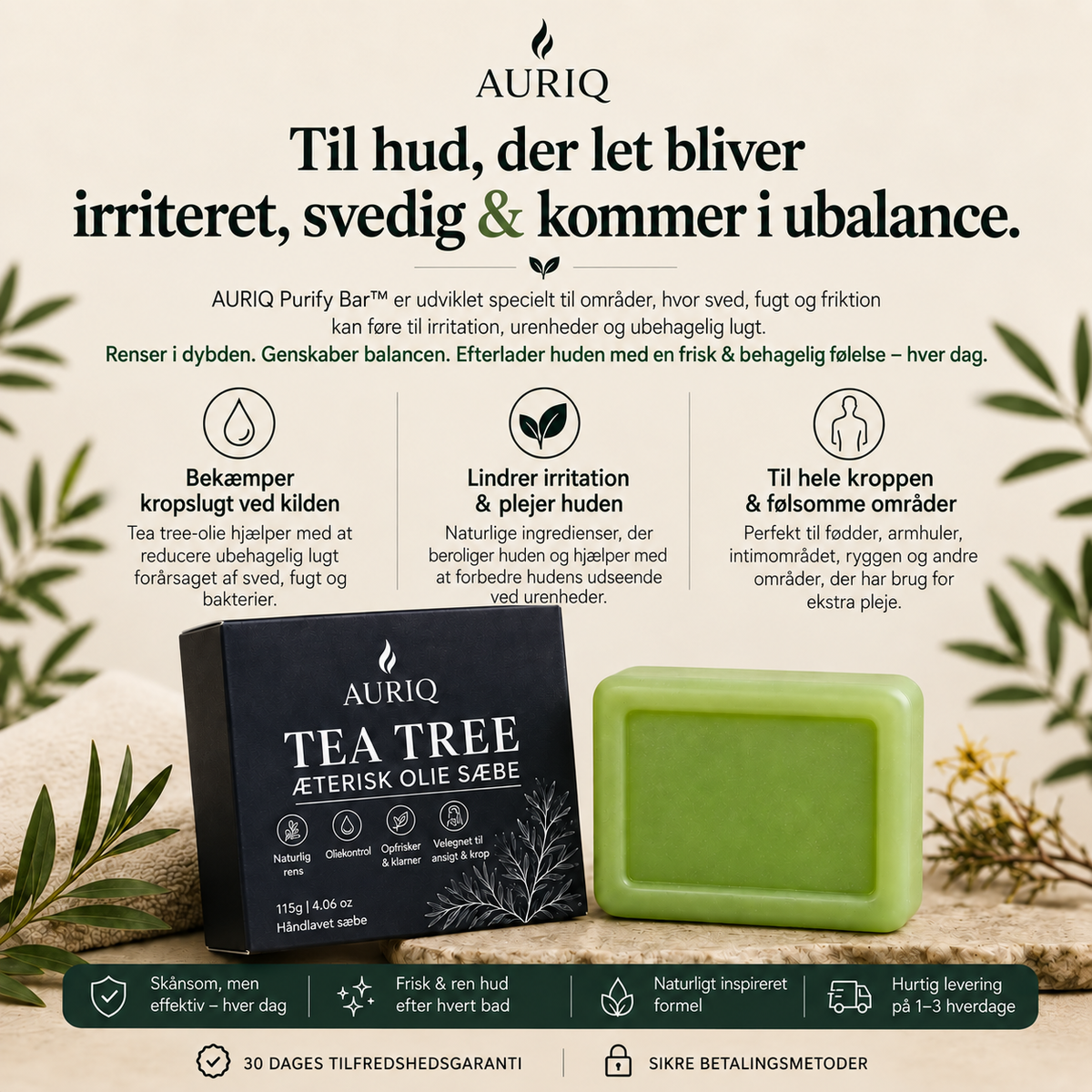 AURIQ Djuprengörande kroppsbar för svettutsatta hudområden
